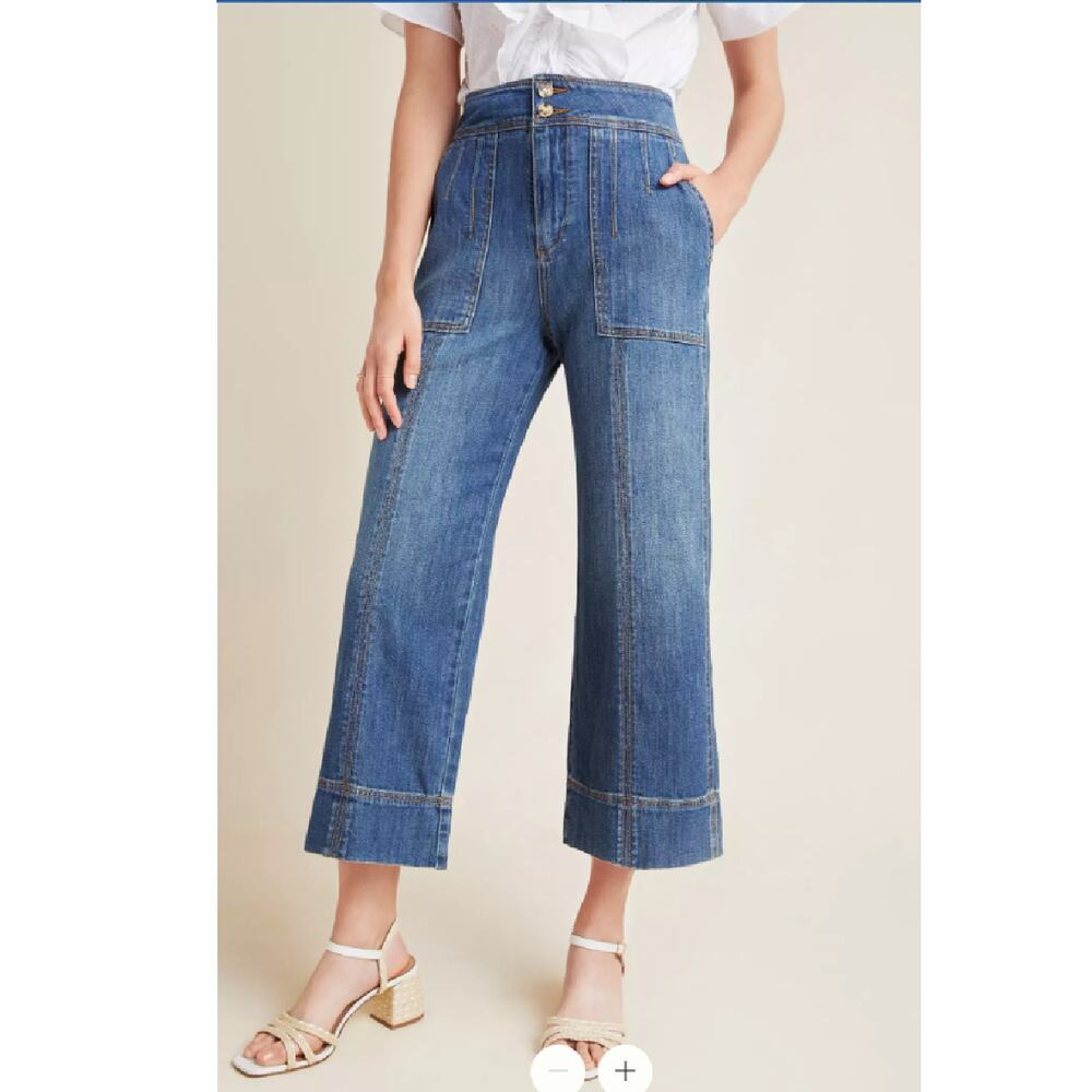 Anthropologie Pilcro & the Letterpress Ultra High Rise Wide Leg Cropped Jeans 28
